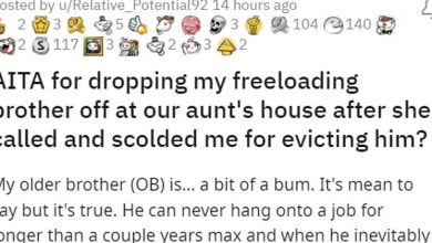 Photo of Aunt Defends Mooch Brother, He Gets Dumped At Her House