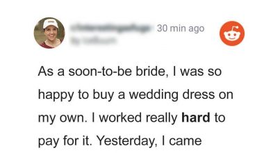 Photo of Woman ‘Worked Hard’ to Pay For Her Wedding Dress, Comes Home Earlier but Sees Fiancé ‘Freaked Out’
