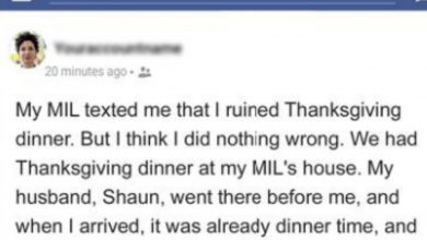 Photo of My Mother-in-Law Claims I Ruined Thanksgiving Dinner