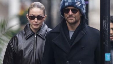 Photo of Gigi Hadid and Bradley Cooper Hold Hands as They Coordinate in Laid-Back Looks for London Date