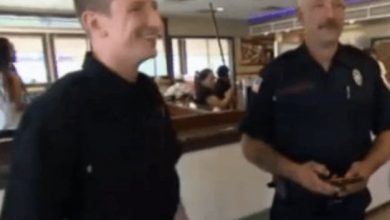 Photo of When a server notices two firemen come in, she includes a message on the bill that encourages them to take action.