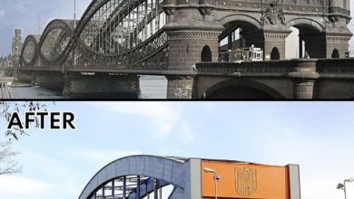 Photo of The Neue Elbbrücke Bridge in Hamburg, Germany, was ruined in 1959 to add an additional lane.