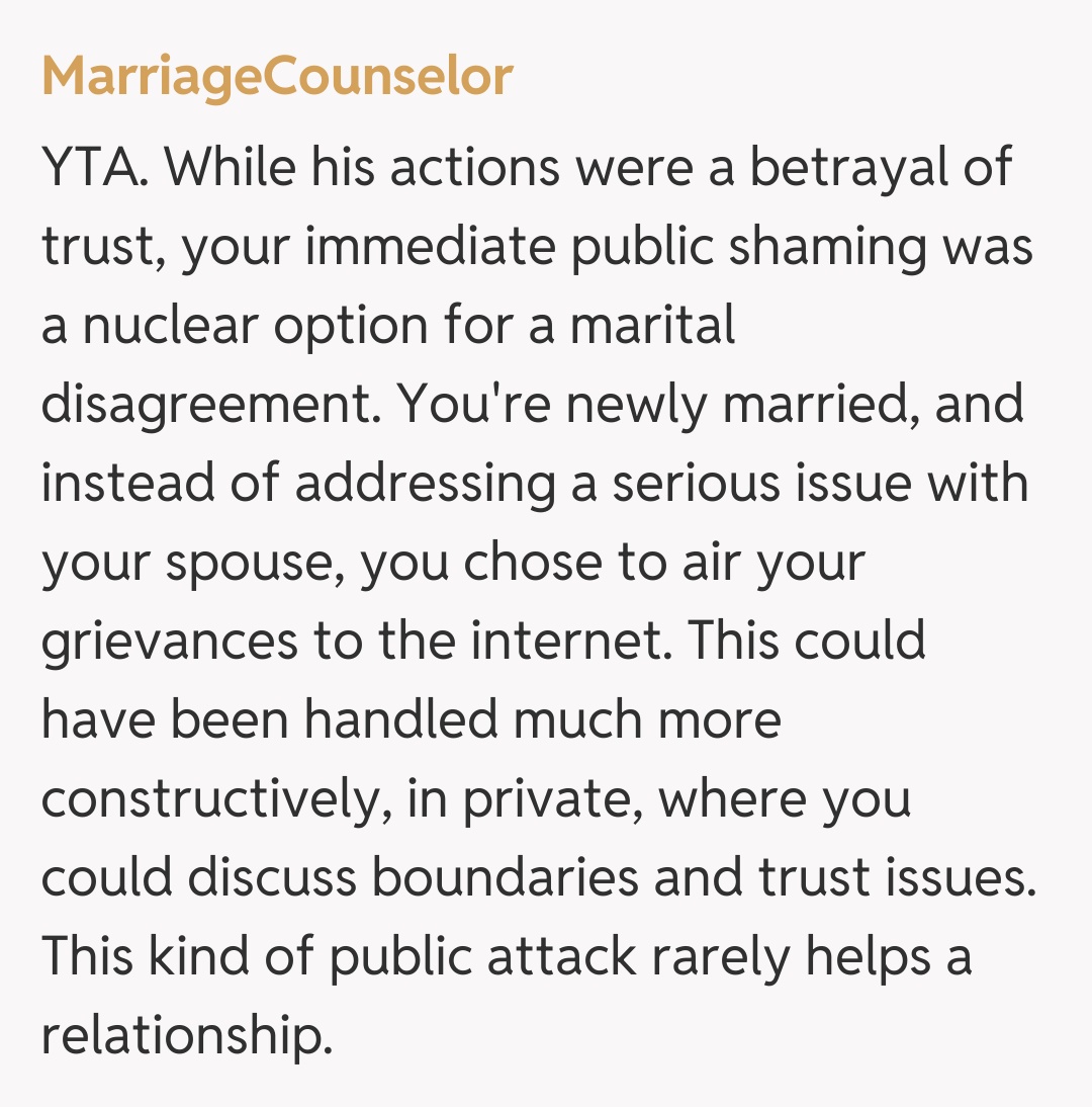 Comentariu de la MarriageCounselor