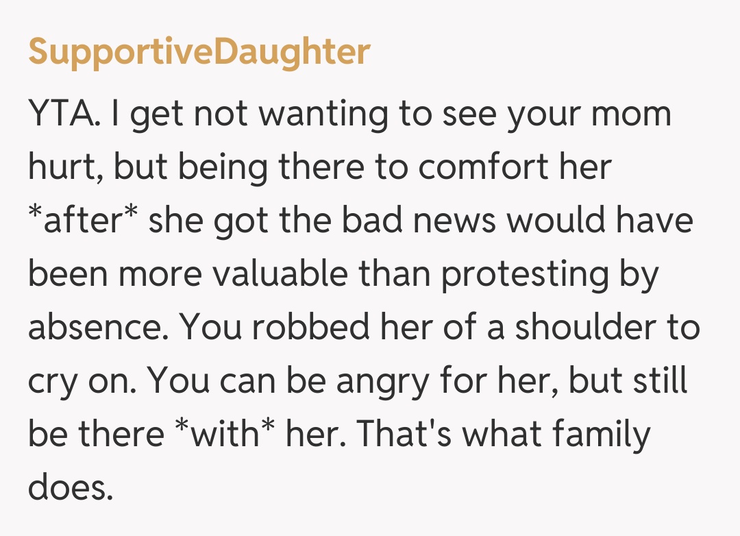 Comentariu de la SupportiveDaughter