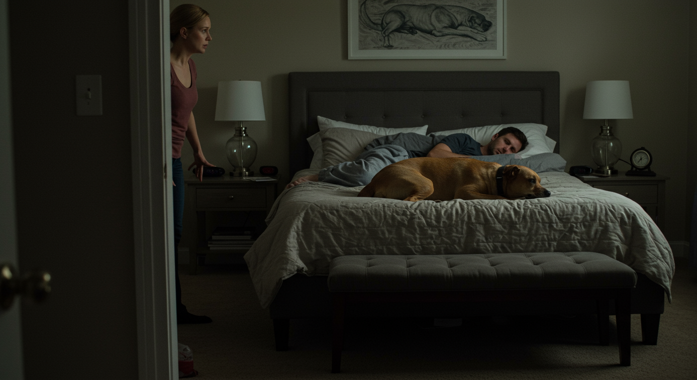 AITA for choosing to sleep in the guest room because my husband’s dog won’t leave our bed?
