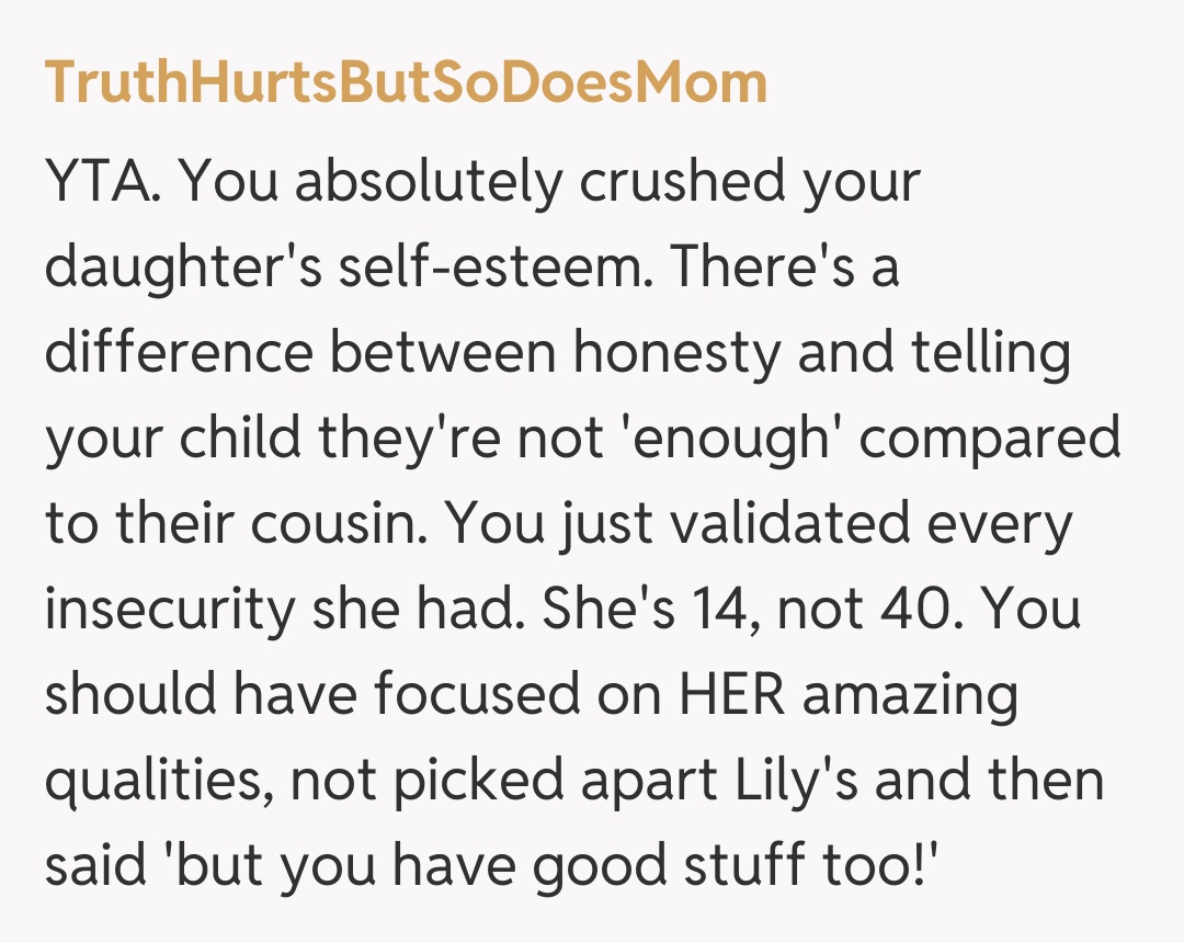 Comentariu de la TruthHurtsButSoDoesMom