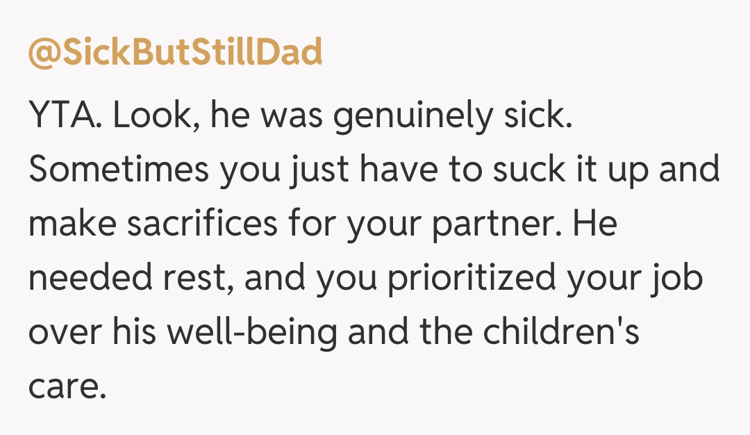Comentariu de la @SickButStillDad