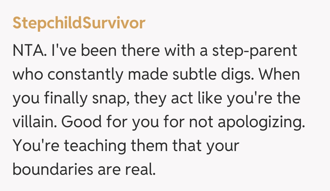 Comentariu de la StepchildSurvivor