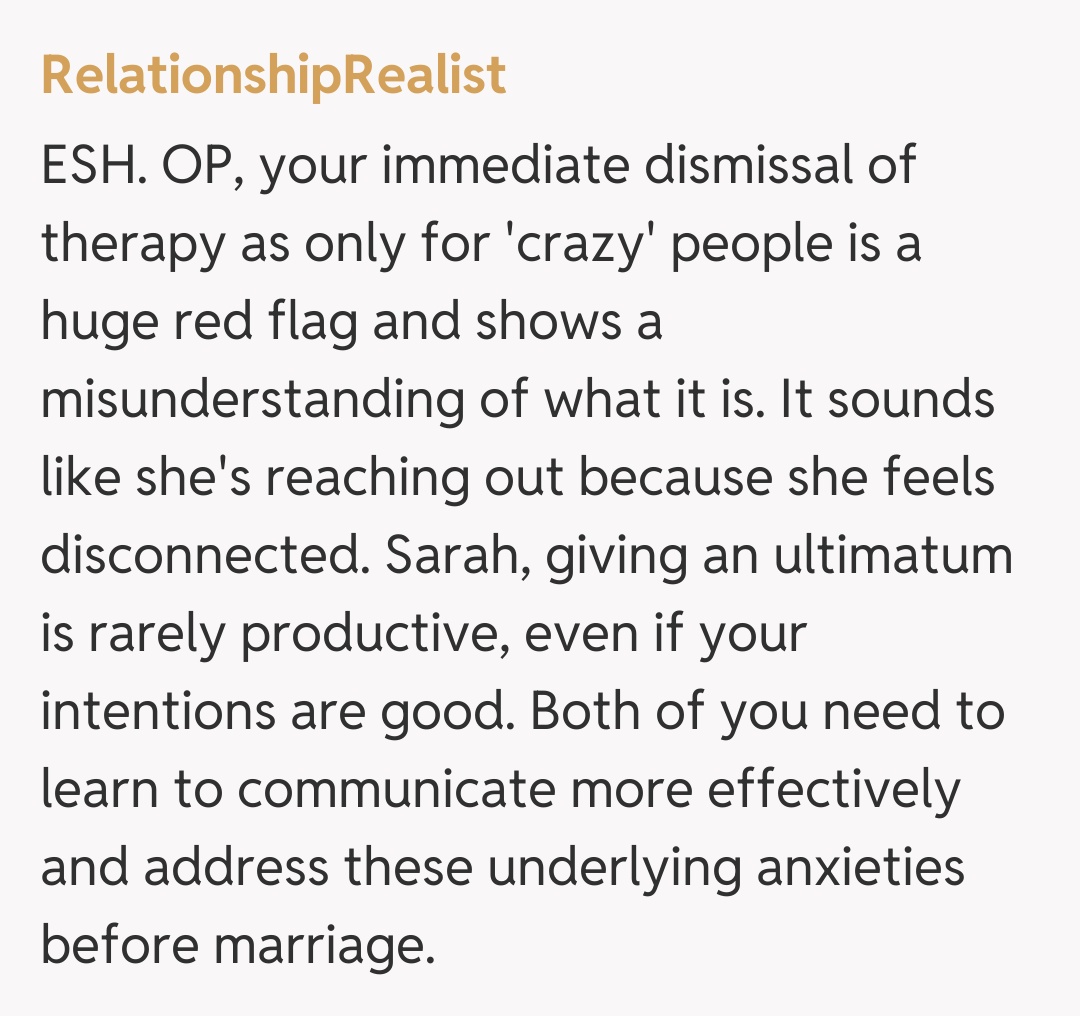 Comentariu de la RelationshipRealist