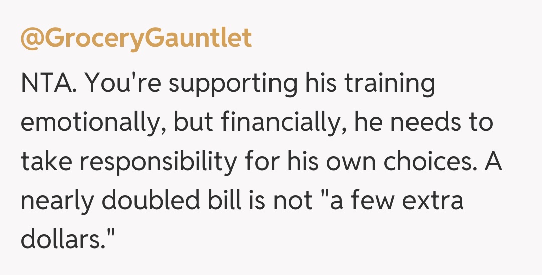 Comentariu de la @GroceryGauntlet