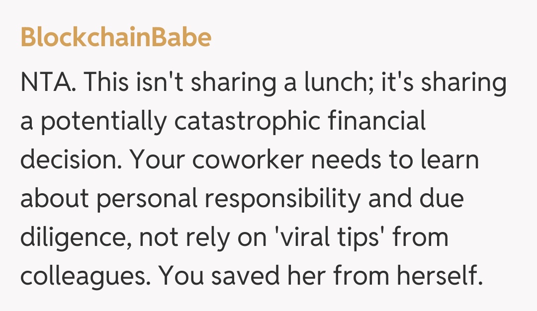 Comentariu de la BlockchainBabe