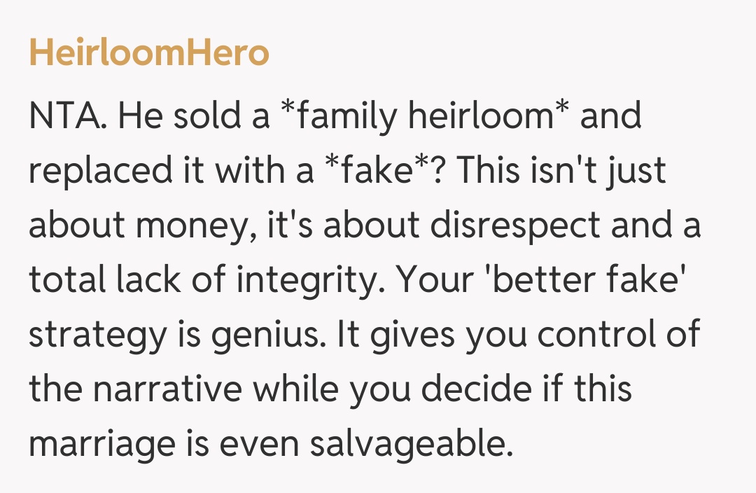 Comentariu de la HeirloomHero