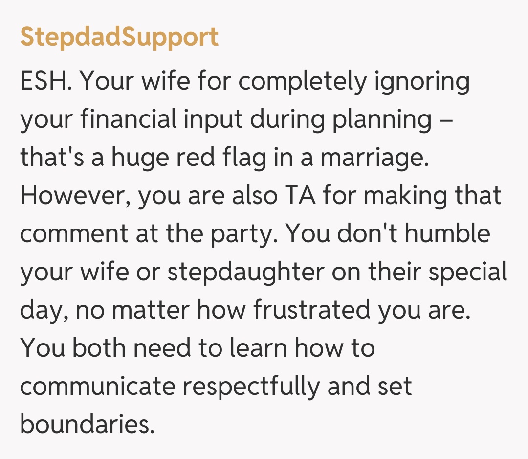 Comentariu de la StepdadSupport