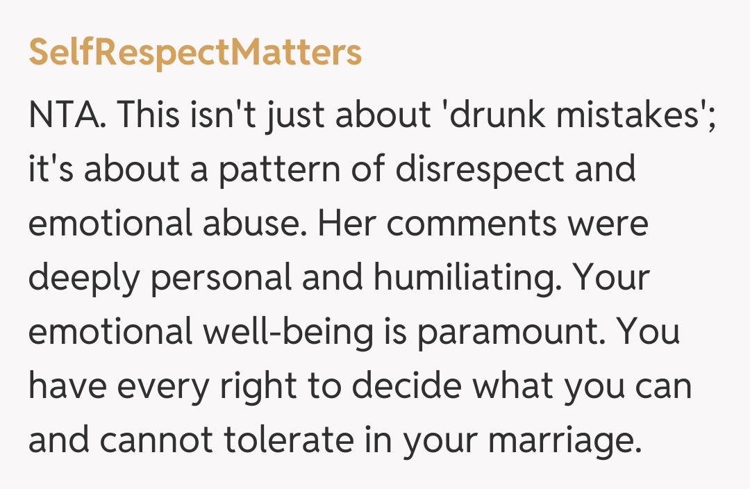 Comentariu de la SelfRespectMatters