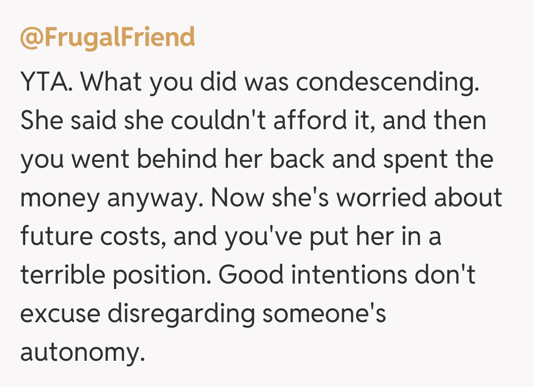 Comentariu de la @FrugalFriend