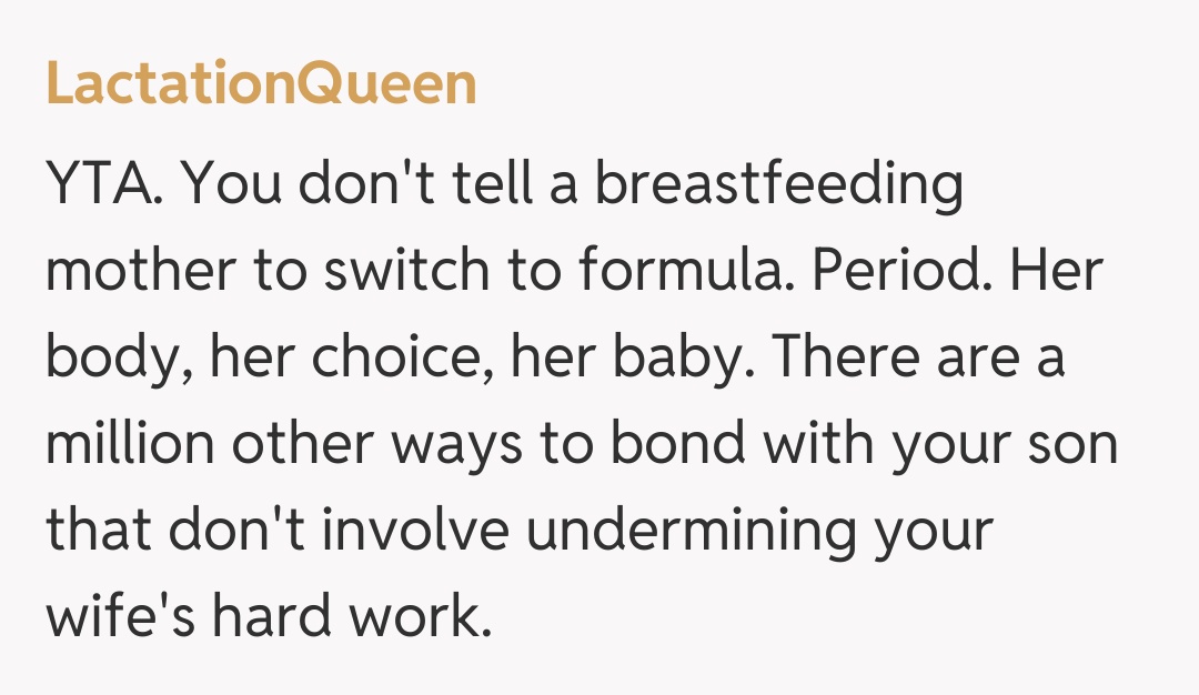 Comentariu de la LactationQueen