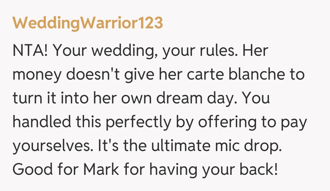 Comentariu de la WeddingWarrior123