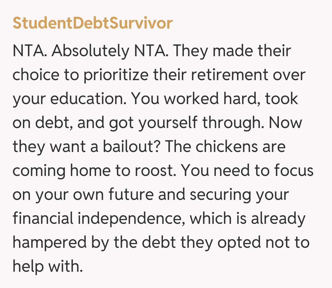Comentariu de la StudentDebtSurvivor
