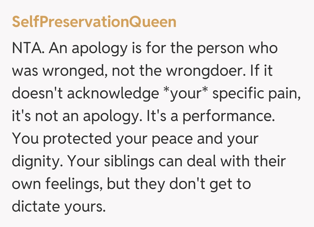 Comentariu de la SelfPreservationQueen