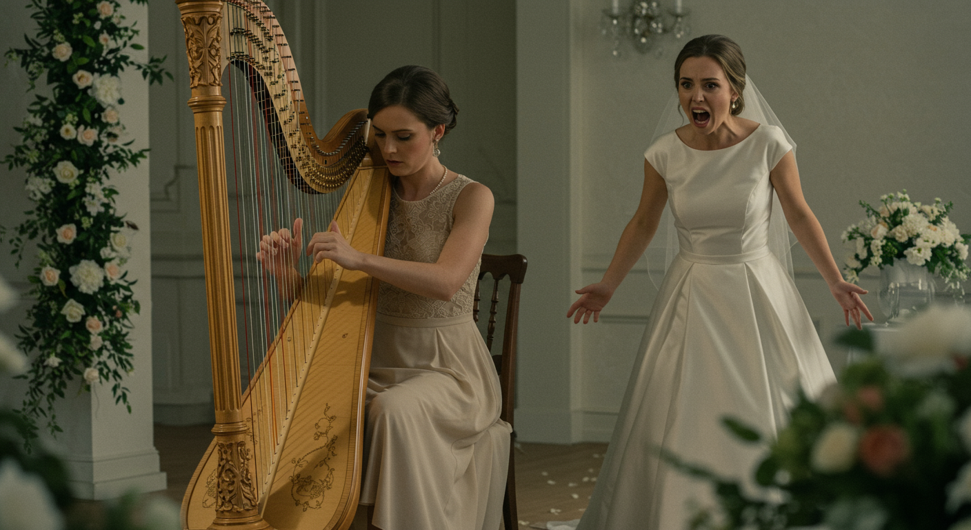 AITA for wearing the same color as the bride as a wedding harpist and not changing?