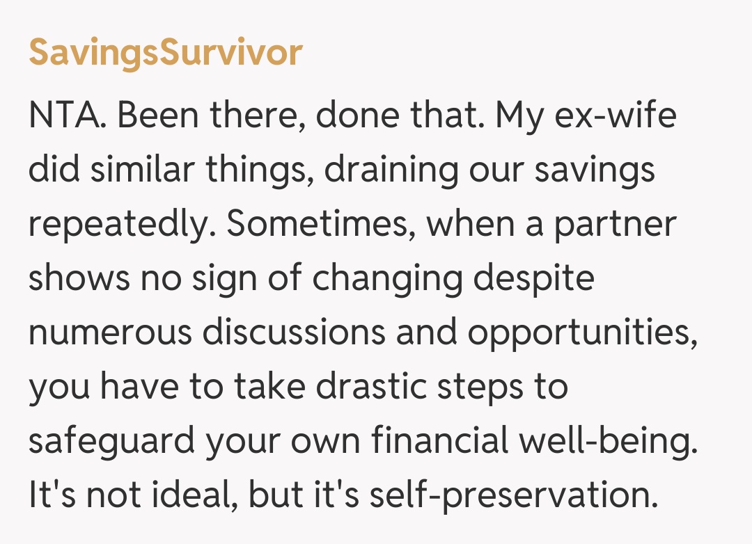 Comentariu de la SavingsSurvivor