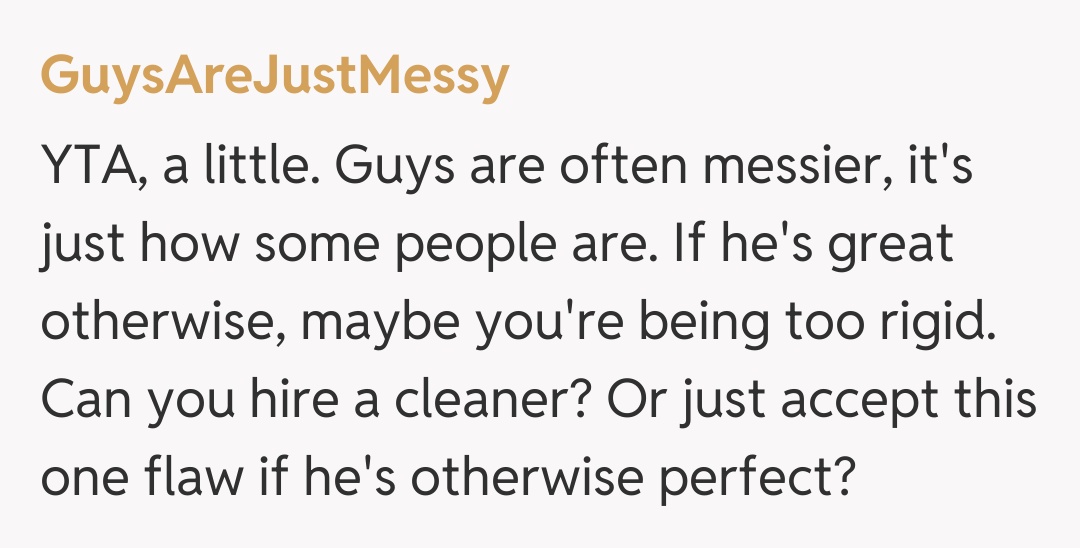 Comentariu de la GuysAreJustMessy