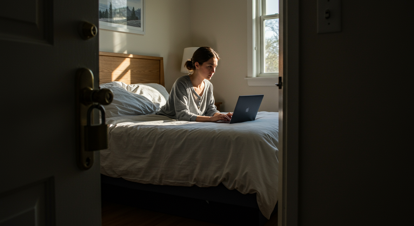 AITAH for locking the bedroom door when my husband works?