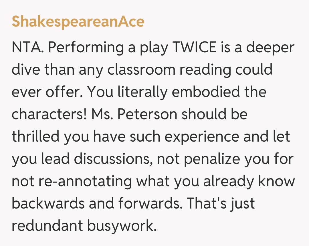 Comentariu de la ShakespeareanAce