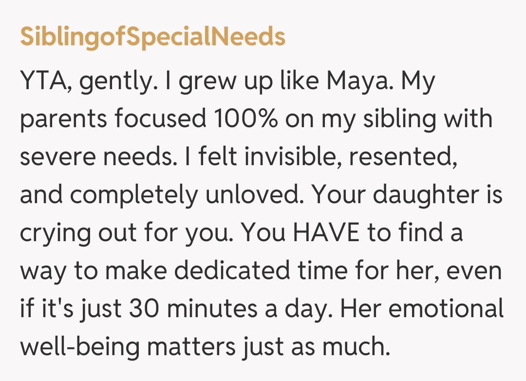 Comentariu de la SiblingofSpecialNeeds