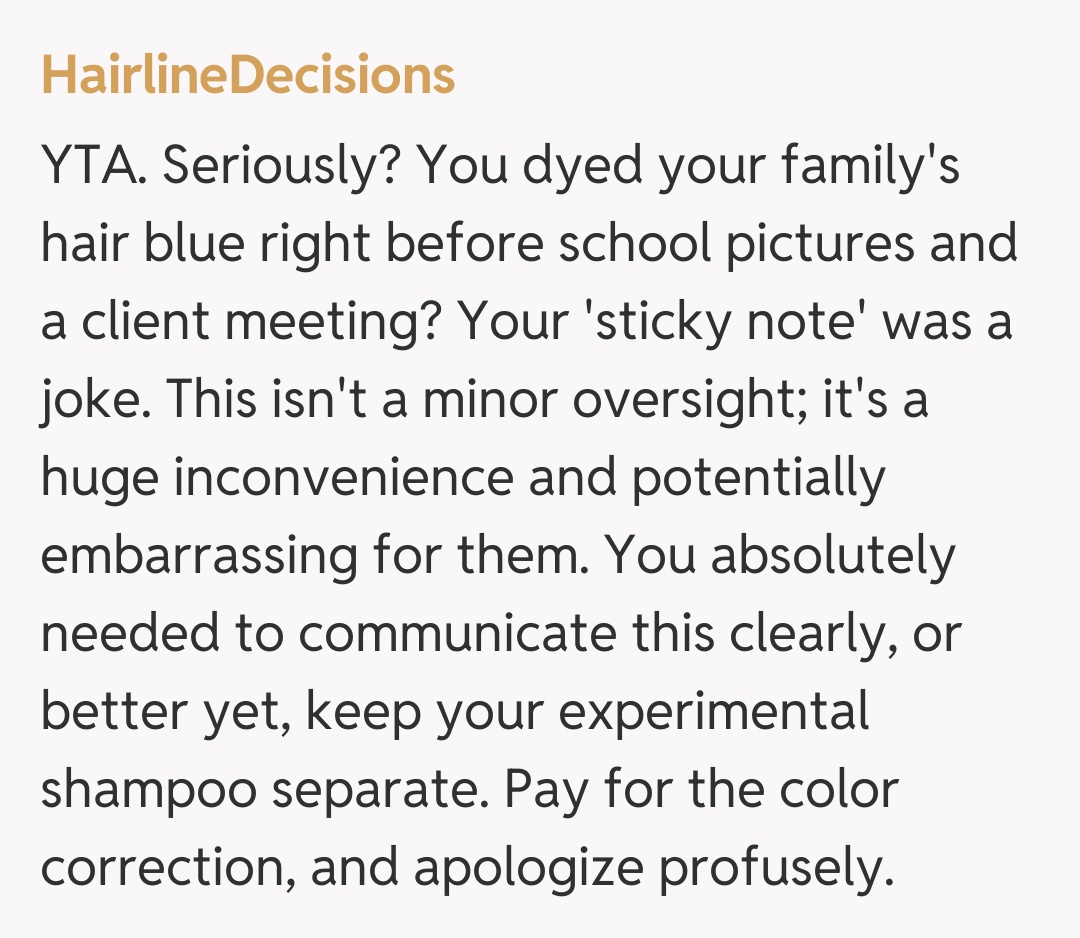 Comentariu de la HairlineDecisions