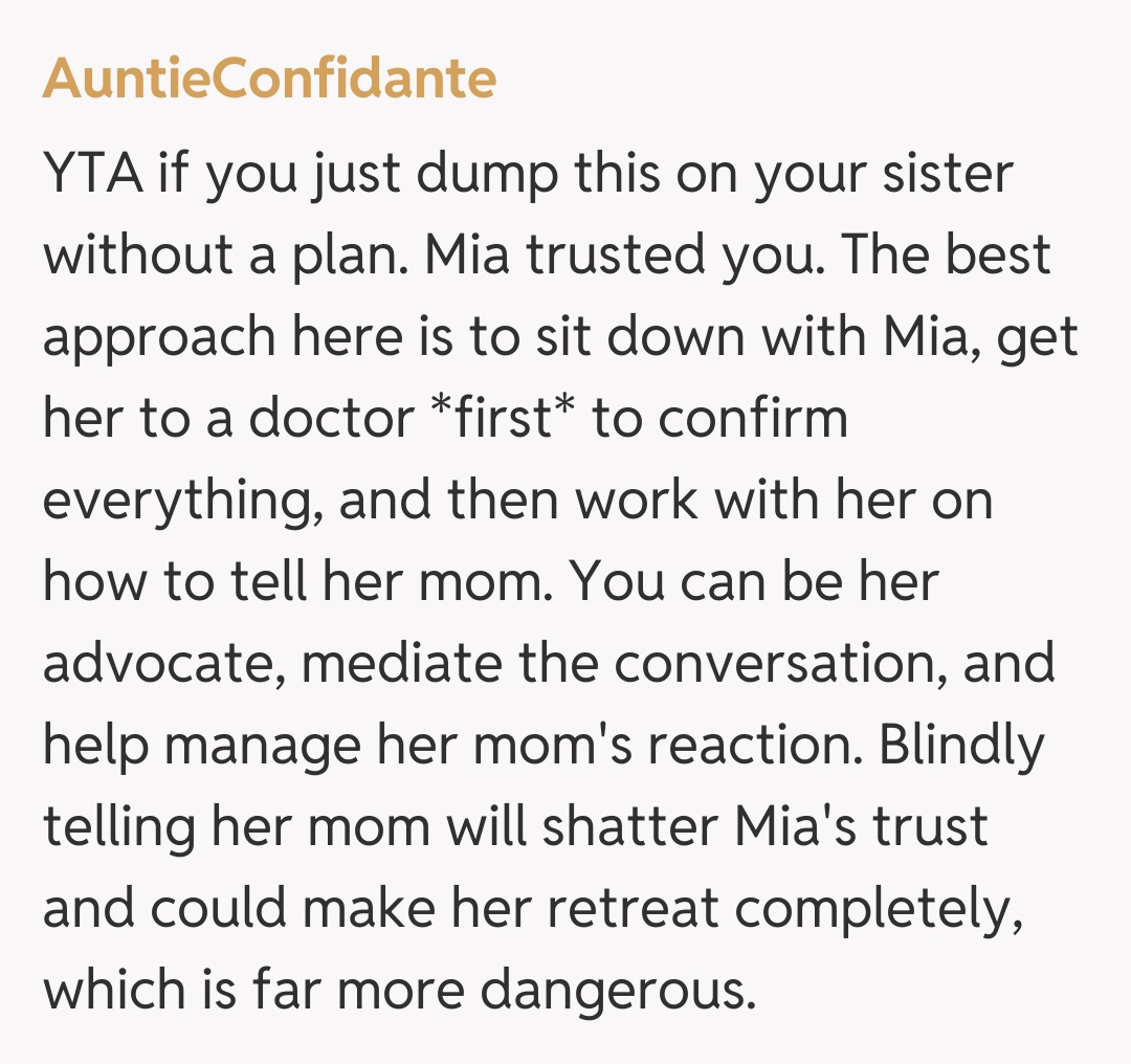 Comentariu de la AuntieConfidante