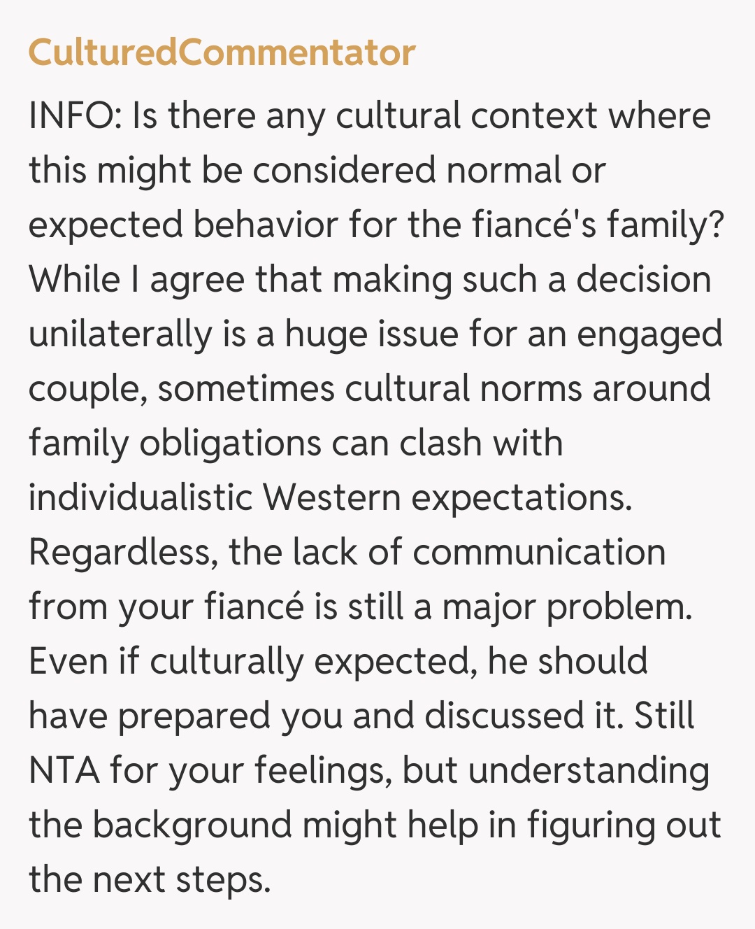 Comentariu de la CulturedCommentator