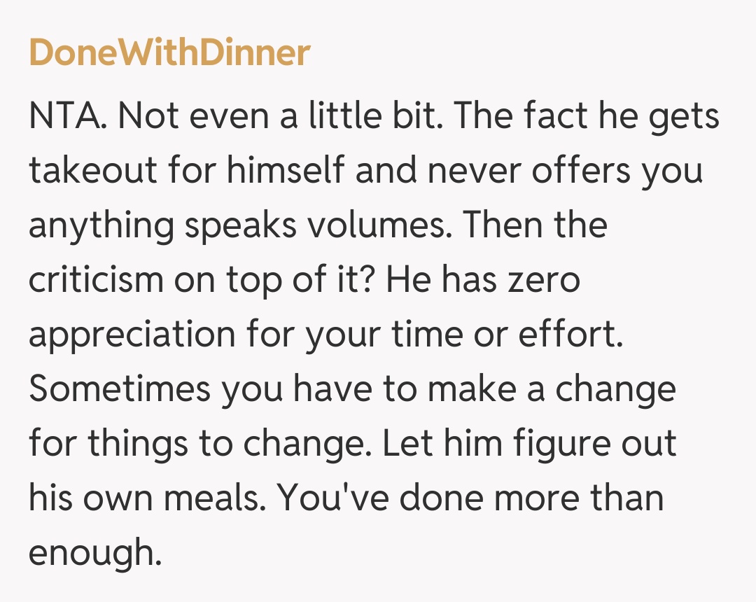 Comentariu de la DoneWithDinner