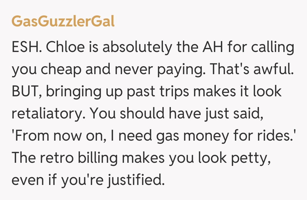 Comentariu de la GasGuzzlerGal