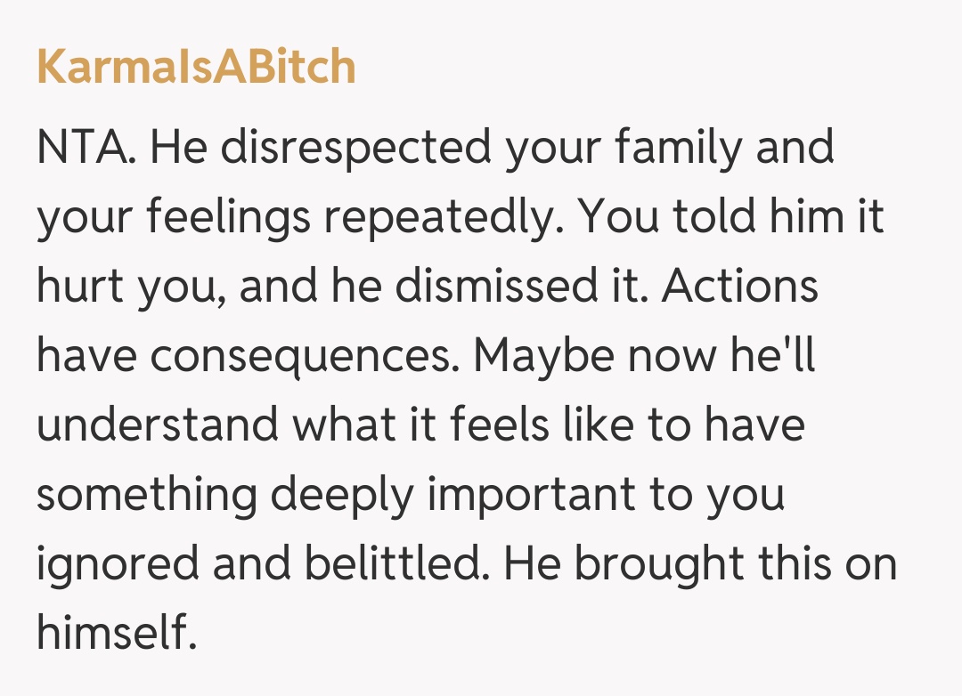 Comentariu de la KarmaIsABitch