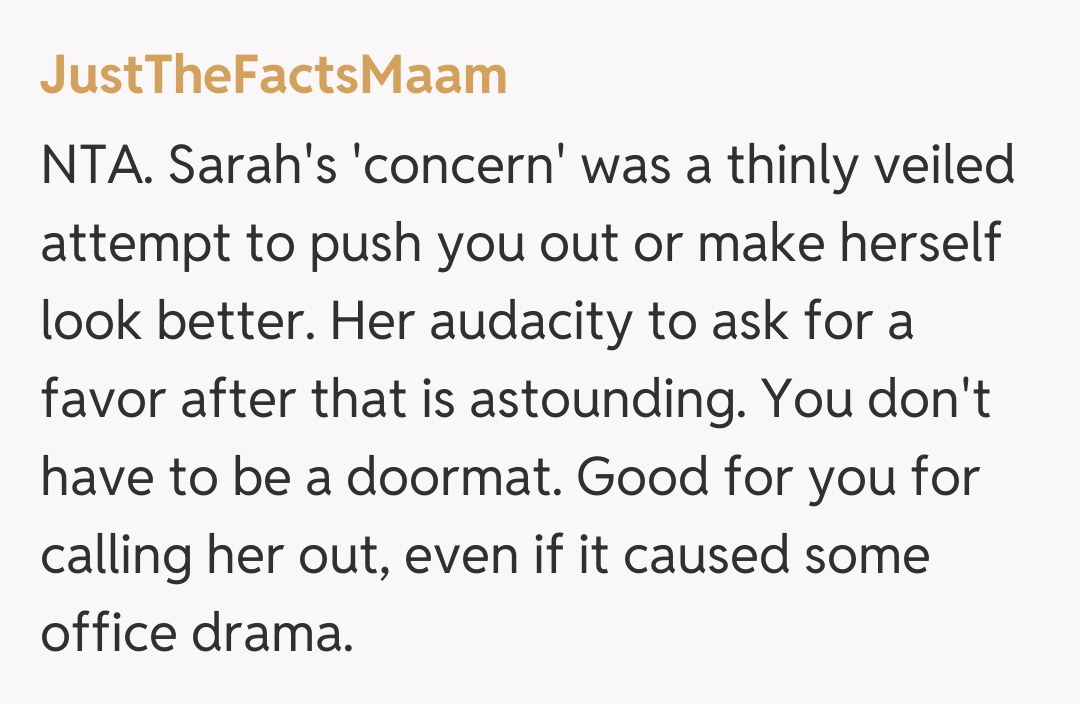 Comentariu de la JustTheFactsMaam