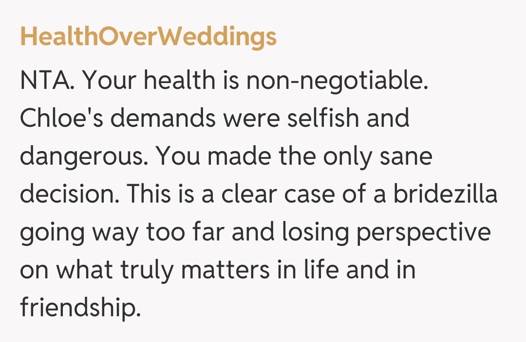Comentariu de la HealthOverWeddings
