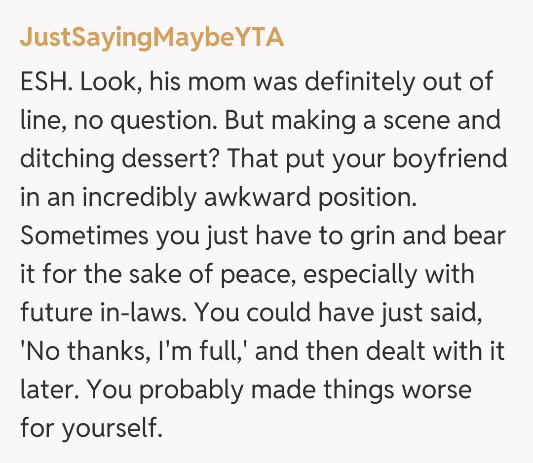 Comentariu de la JustSayingMaybeYTA