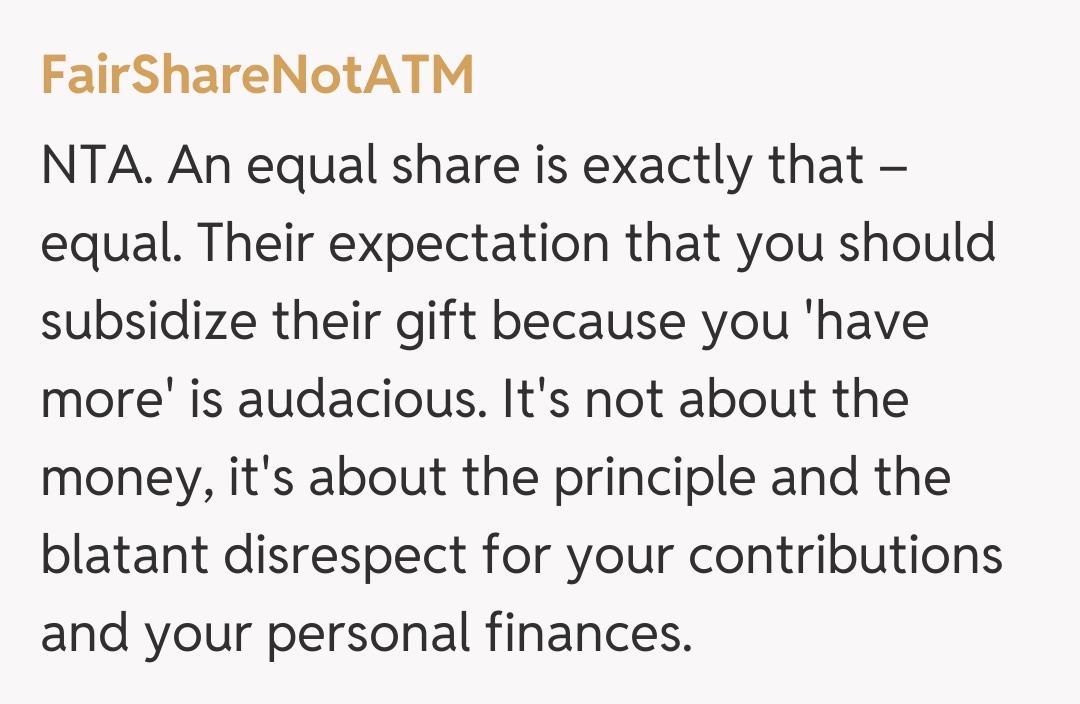 Comentariu de la FairShareNotATM