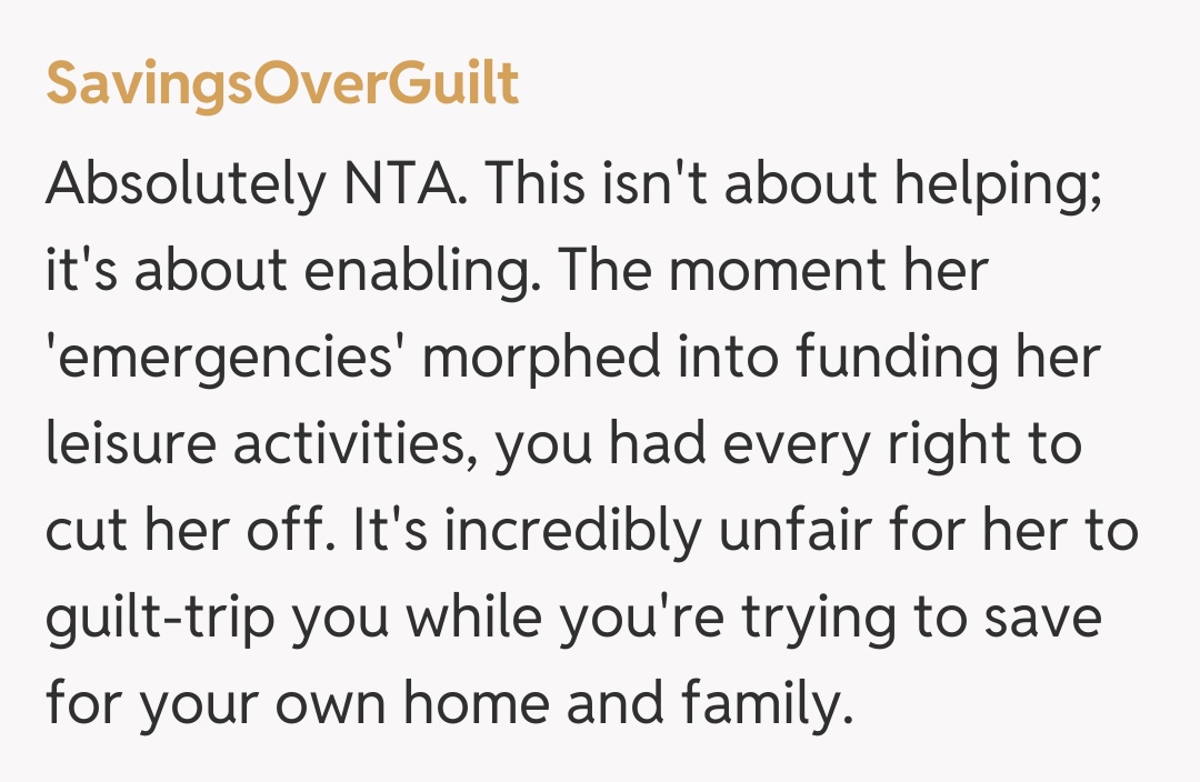 Comentariu de la SavingsOverGuilt