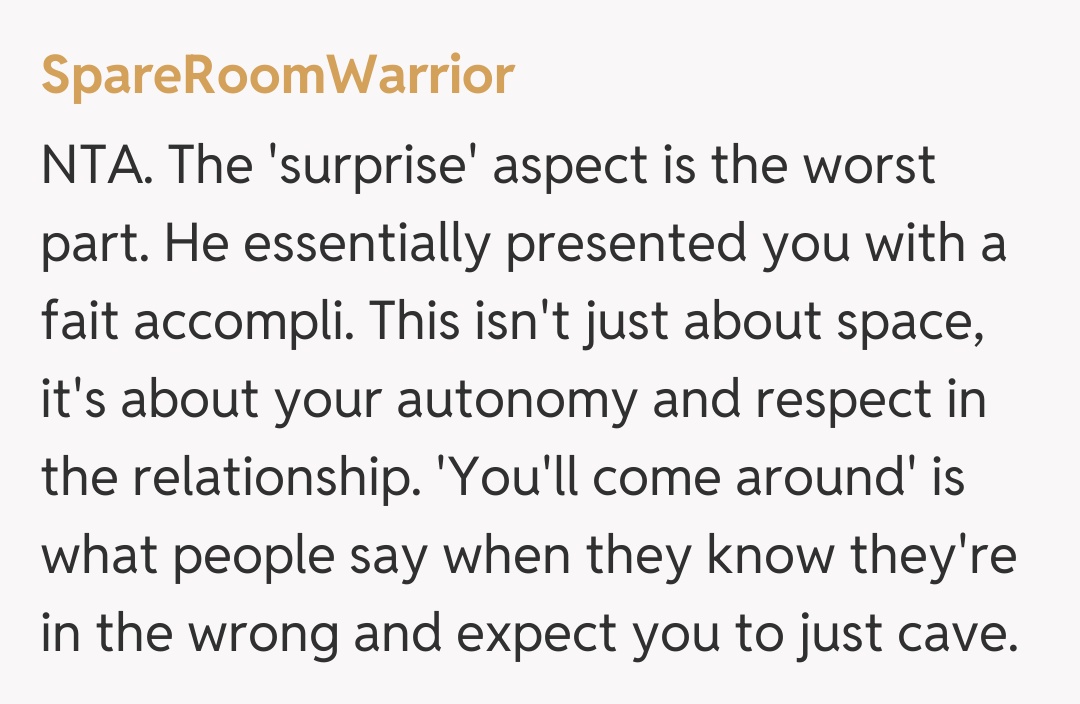 Comentariu de la SpareRoomWarrior