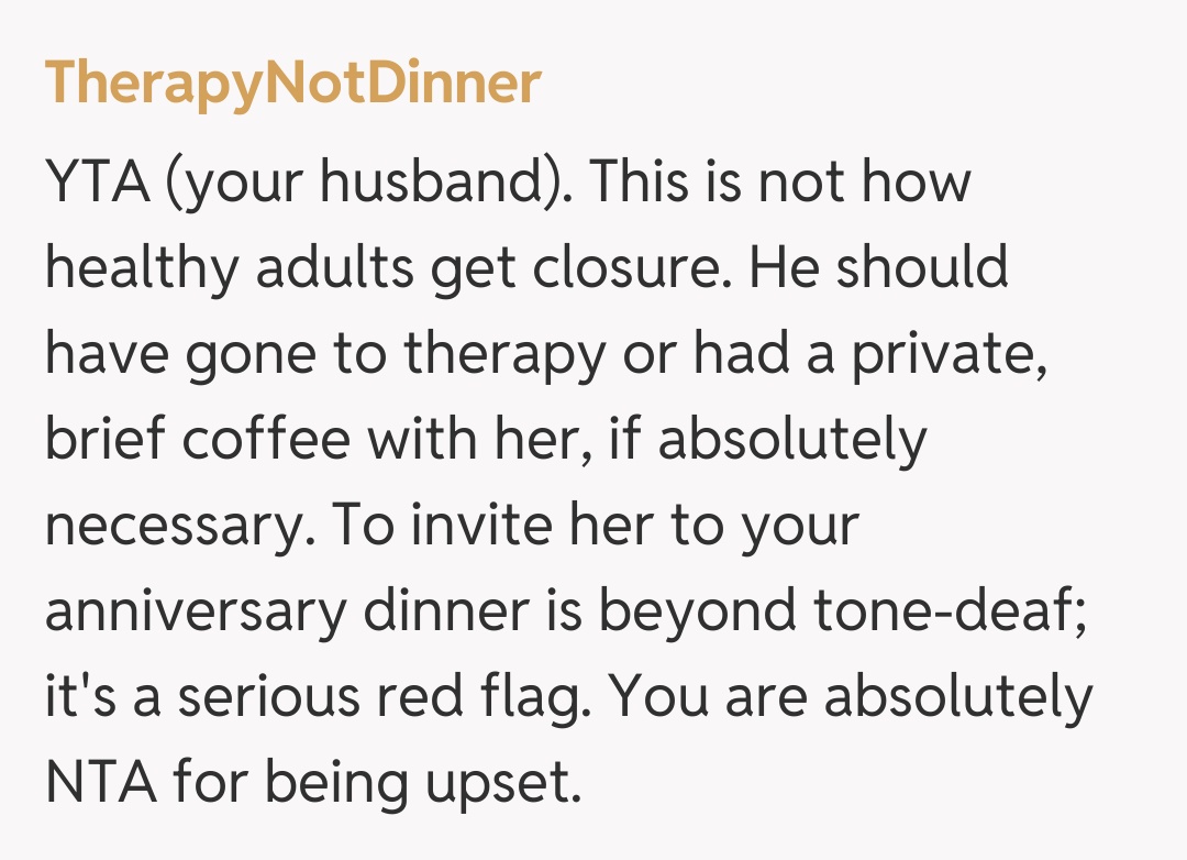 Comentariu de la TherapyNotDinner