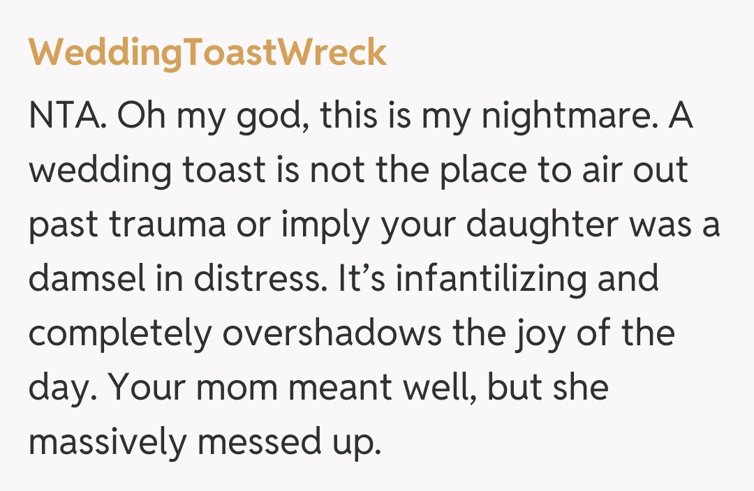 Comentariu de la WeddingToastWreck
