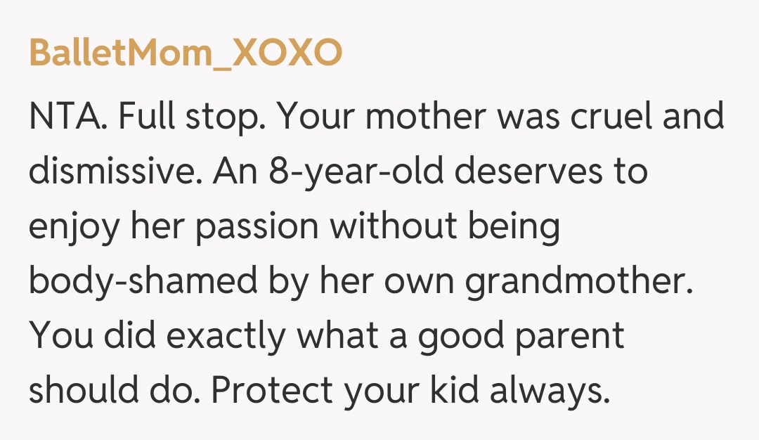 Comentariu de la BalletMom_XOXO