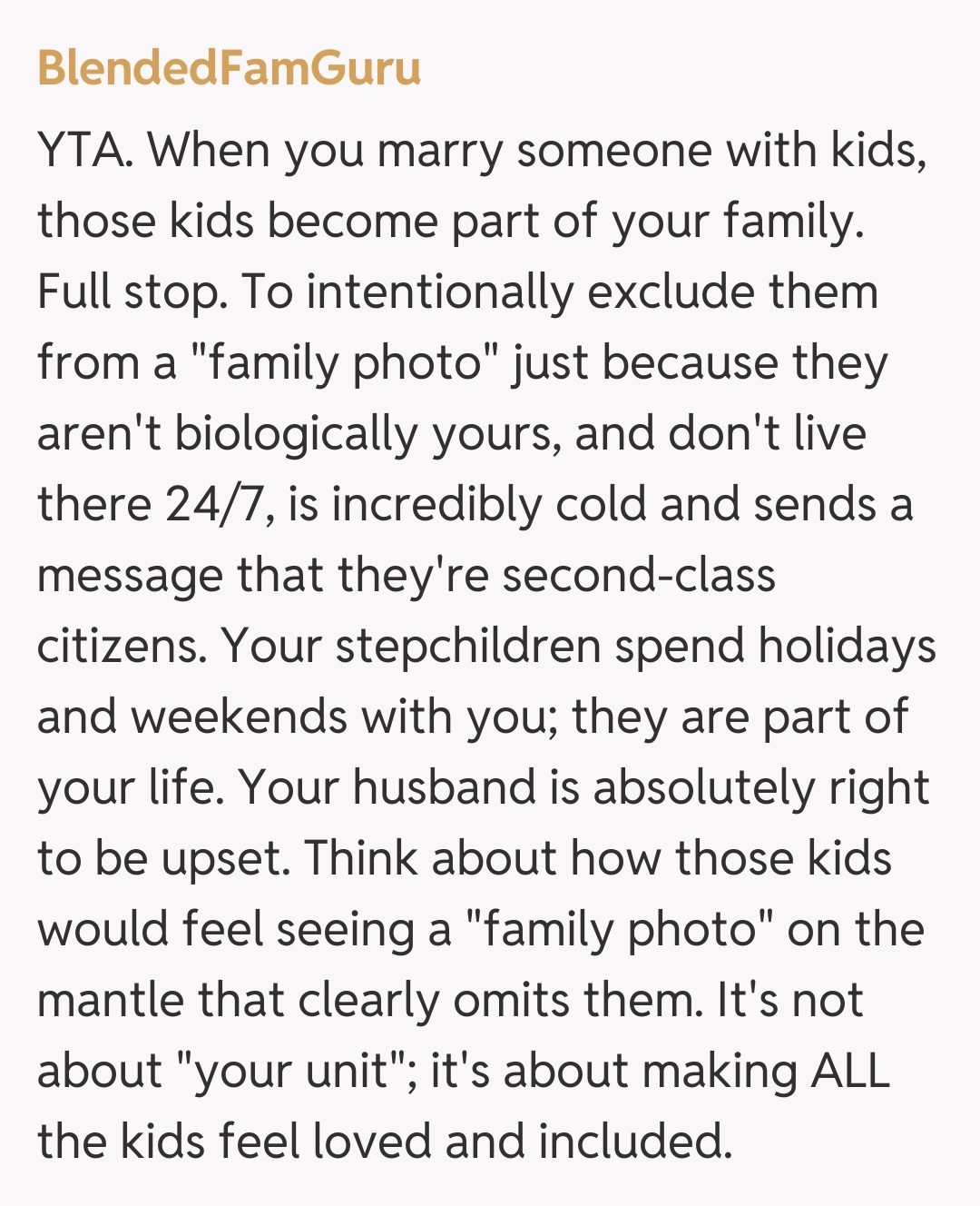 Comentariu de la BlendedFamGuru