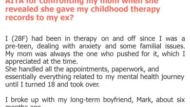 Photo of AITA for confronting my mom when she revealed she gave my childhood therapy records to my ex?