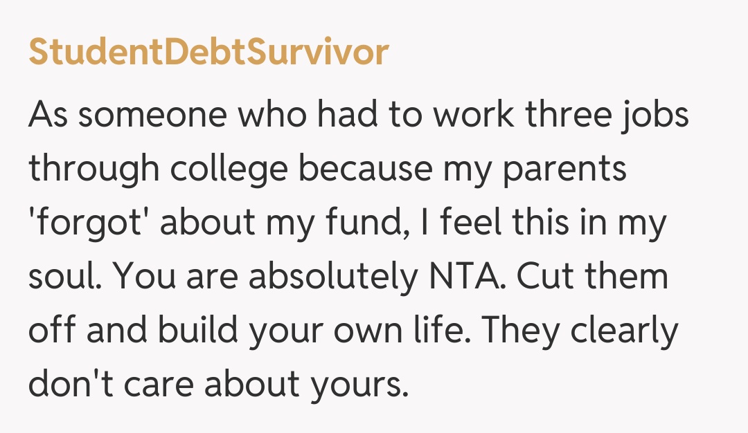 Comentariu de la StudentDebtSurvivor