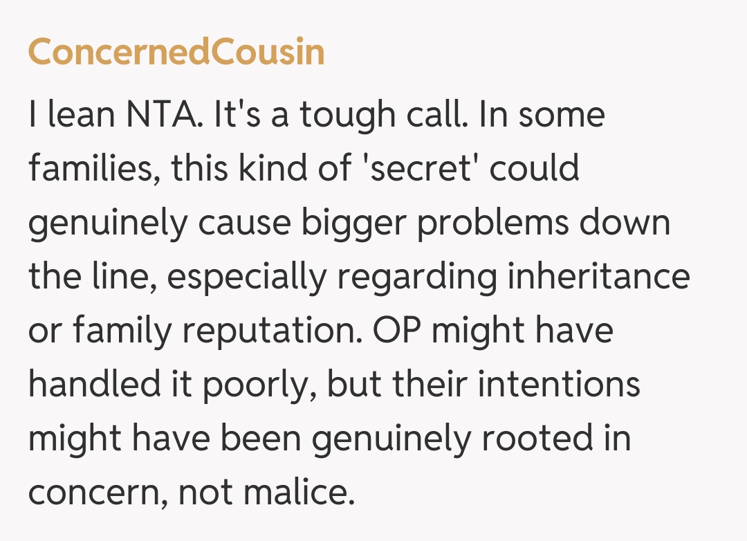 Comentariu de la ConcernedCousin