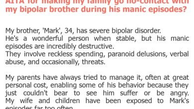 Photo of AITA for making my family go no-contact with my bipolar brother during his manic episodes?