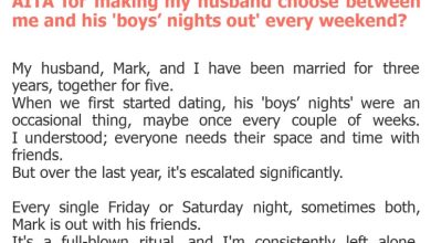 Photo of AITA for making my husband choose between me and his ‘boys’ nights out’ every weekend?